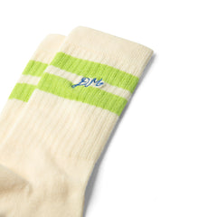 Damson Madder Sporty Calf Length Socks Creme / Chartruse Cream