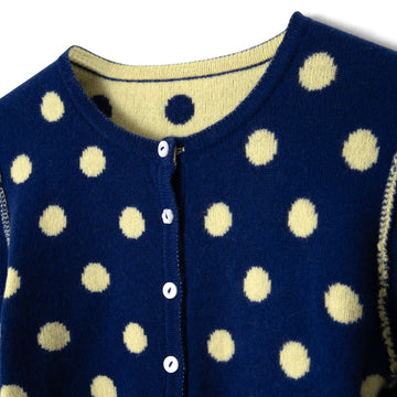 Damson Madder Tabitha Reversible Cardigan Navy / Butter Spot - Parasol Store