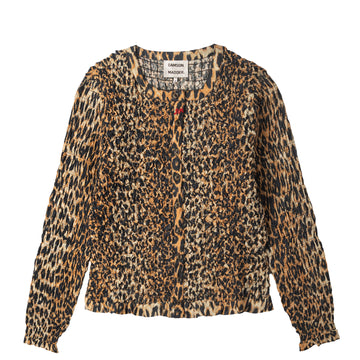 Damson Madder Elliana Smocked Cardi Leopard