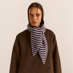 Damson Madder Tie Front Hood Blue / Choc Stripe