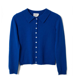 Damson Madder Voula Fine Gauge Cardigan Blue - Parasol Store