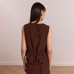 Damson Madder Womens Ailani Sheer Panel Blouse Choc