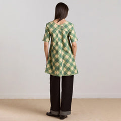 Damson Madder Womens Bridget Mini Dress Green Butter Gingham - Parasol Store