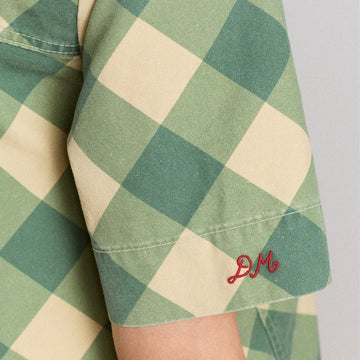 Damson Madder Womens Bridget Mini Dress Green Butter Gingham - Parasol Store