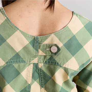 Damson Madder Womens Bridget Mini Dress Green Butter Gingham - Parasol Store
