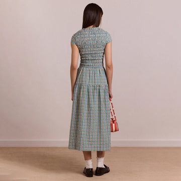 Damson Madder Womens Ebba Midi Dress Picnic Check