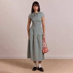 Damson Madder Womens Ebba Midi Dress Picnic Check