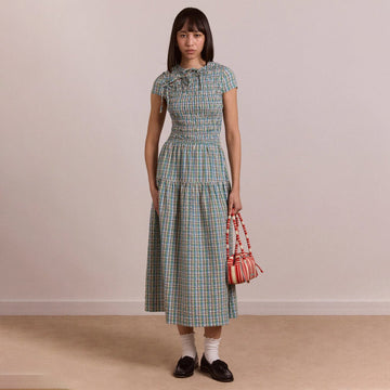 Damson Madder Womens Ebba Midi Dress Picnic Check