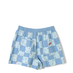 Damson Madder Womens Eluna Boxer Shorts Blue Stripe & Floral Print