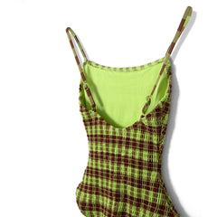 Damson Madder Womens Lilibet Swimsuit Green Check - Parasol Store