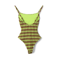 Damson Madder Womens Lilibet Swimsuit Green Check - Parasol Store