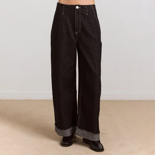 Damson Madder Womens Loose Fit Pascal Jeans Black Wash - Parasol Store