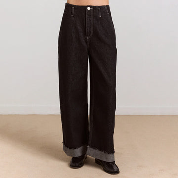 Damson Madder Womens Loose Fit Pascal Jeans Black Wash - Parasol Store