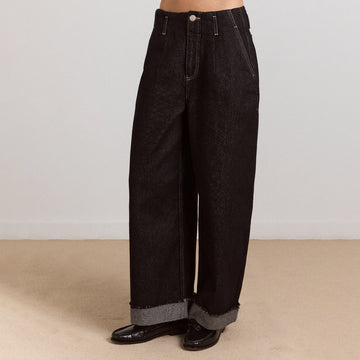 Damson Madder Womens Loose Fit Pascal Jeans Black Wash - Parasol Store