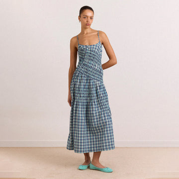 Damson Madder Womens Lyra Midi Dress Tomboy Check