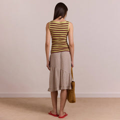 Damson Madder Womens Sigourney Ruffle Spiral Skirt Ginger Check