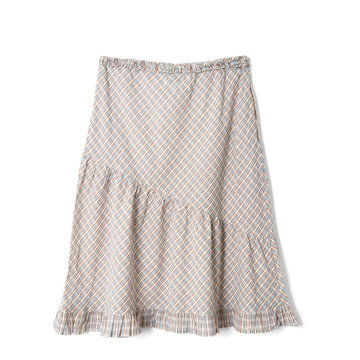 Damson Madder Womens Sigourney Ruffle Spiral Skirt Ginger Check