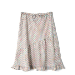 Damson Madder Womens Sigourney Ruffle Spiral Skirt Ginger Check