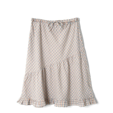 Damson Madder Womens Sigourney Ruffle Spiral Skirt Ginger Check