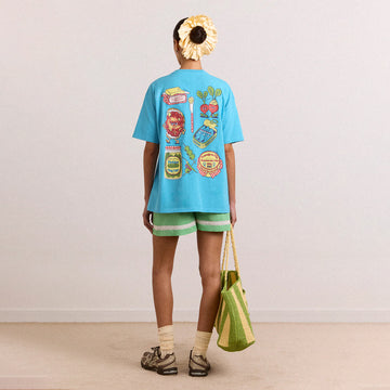Damson Madder Womens Snack Plate Graphic Tee Blue