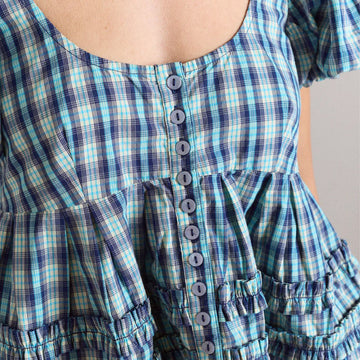 Damson Madder Womens Summer Joy Blouse Tomboy Check - Parasol Store