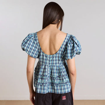 Damson Madder Womens Summer Joy Blouse Tomboy Check - Parasol Store