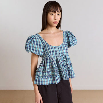 Damson Madder Womens Summer Joy Blouse Tomboy Check - Parasol Store