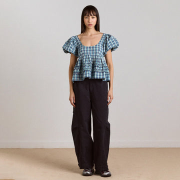 Damson Madder Womens Summer Joy Blouse Tomboy Check - Parasol Store