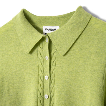 Damson Madder Womens Voula Wool And Cashmere Blend Cardigan Lime