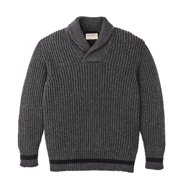 Filson Bristol Shawl Neck Sweater Gray Heather / Dark Charcoal - Parasol Store