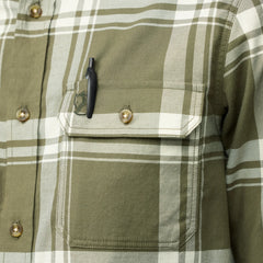 Fjallraven Ovik Lite Flannel Shirt Laurel Green / Chalk White - Parasol Store