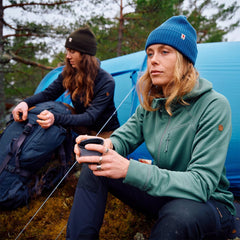 Fjallraven Womens Abisko Grid Fleece Hoodie Breeze Blue - Parasol Store