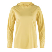 Fjallraven Womens Abisko Sun-Hoodie LS Hooded T-Shirt Mais Yellow - Parasol Store
