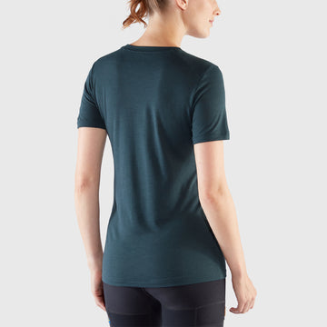 Fjallraven Womens Abisko Wool Fox T-shirt Lavender Mist / Dark Navy - Parasol Store