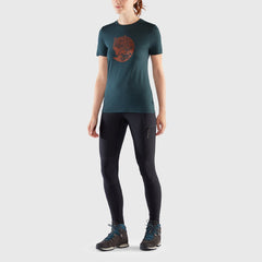 Fjallraven Womens Abisko Wool Fox T-shirt Lavender Mist / Dark Navy - Parasol Store