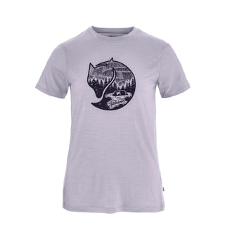 Fjallraven Womens Abisko Wool Fox T-shirt Lavender Mist / Dark Navy - Parasol Store