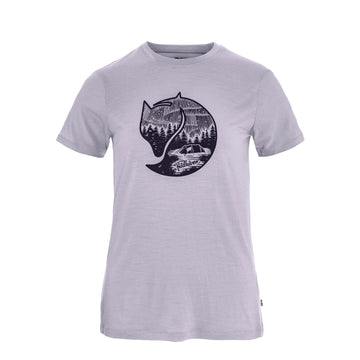 Fjallraven Womens Abisko Wool Fox T-shirt Lavender Mist / Dark Navy - Parasol Store