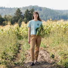 Fjallraven Womens Fjallblomster Logo T-shirt Misty Green - Parasol Store
