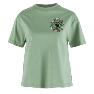 Fjallraven Womens Fjallblomster Logo T-shirt Misty Green - Parasol Store