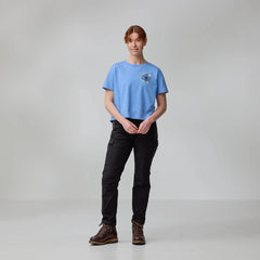 Fjallraven Womens Fjallblomster Logo T-shirt Ultramarine - Parasol Store