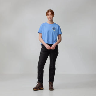 Fjallraven Womens Fjallblomster Logo T-shirt Ultramarine - Parasol Store