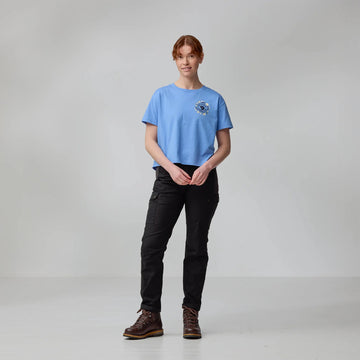 Fjallraven Womens Fjallblomster Logo T-shirt Ultramarine - Parasol Store