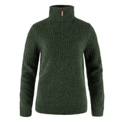 Fjallraven Womens Ovik Half Zip Knit Deep Forest - Parasol Store