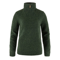 Fjallraven Womens Ovik Half Zip Knit Deep Forest - Parasol Store
