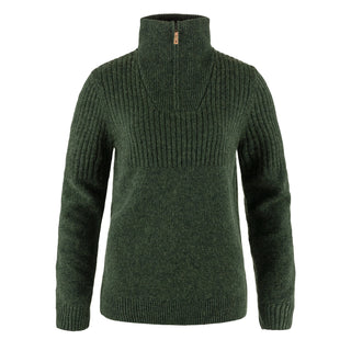 Fjallraven Womens Ovik Half Zip Knit Deep Forest - Parasol Store