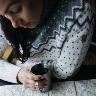 Fjallraven Womens Ovik Knit Roller Neck Chalk White / Patina Green - Parasol Store