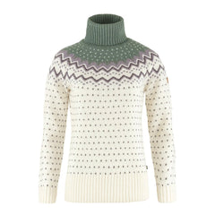 Fjallraven Womens Ovik Knit Roller Neck Chalk White / Patina Green - Parasol Store