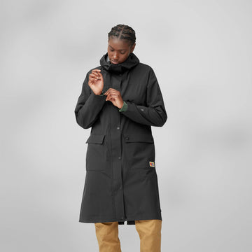 Fjallraven Womens Vardag Rain Parka Black - Parasol Store