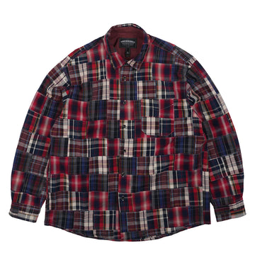 Frizmworks Madras Patchwork Relaxed Shirt Wine