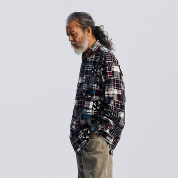 Frizmworks Madras Patchwork Relaxed Shirt Wine